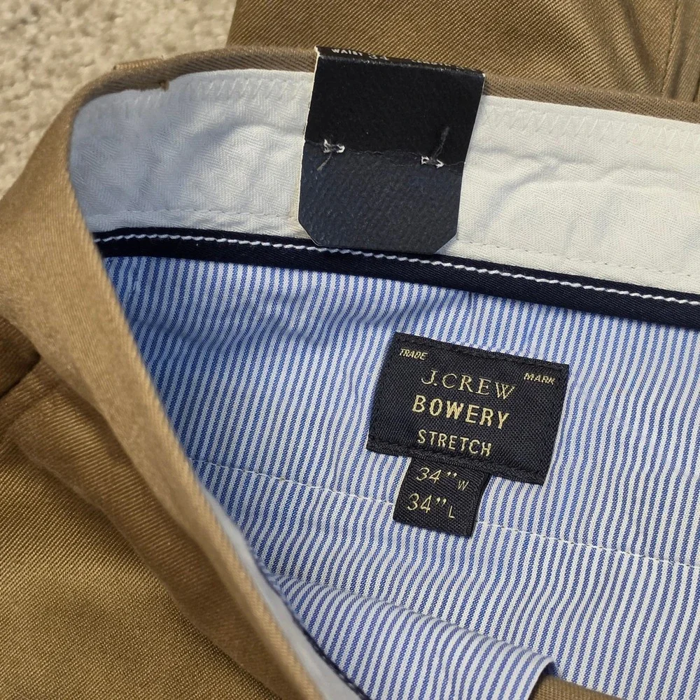 J.Crew Bowery Slim Stretch Dress Pants Mens 34x34 Khaki Tan F4031 NEW - Picture 5 of 10